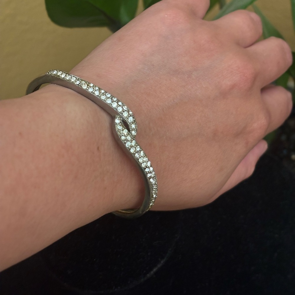 Elegant Silver-Tone Crystal Bracelet Signed Monet